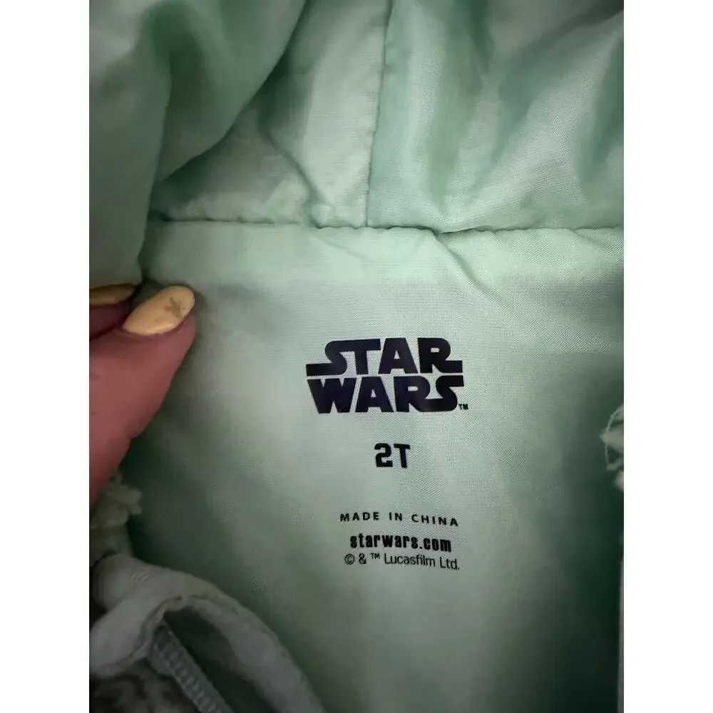Disney Star Wars Baby Yoda The Child Sherpa Hooded Full Zip Green Size 2T